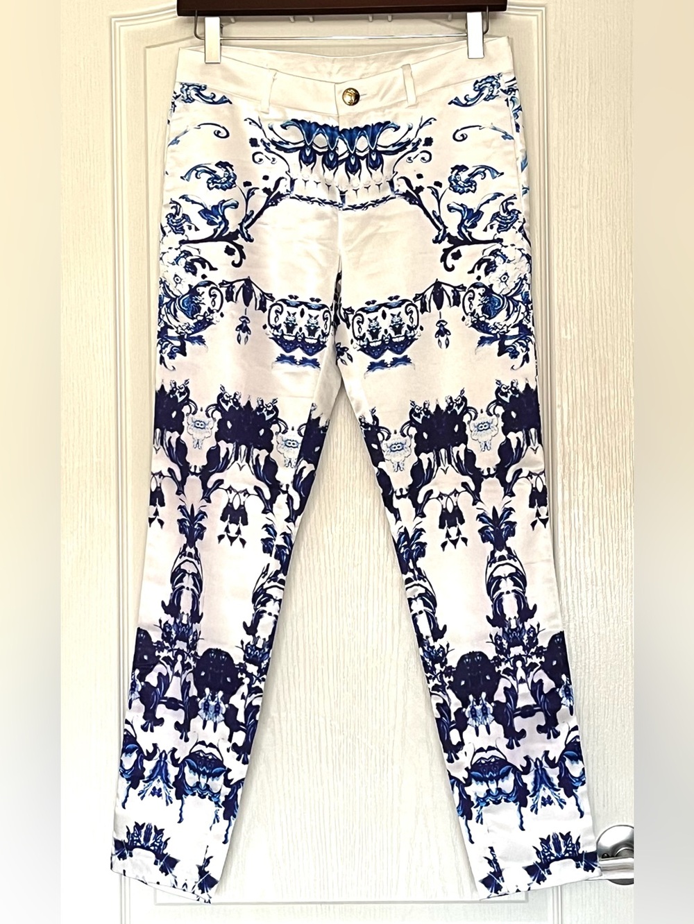Trash and Luxury Silk Blend Majolica Porcelain Print Satin Pants Sz S Dolce Vita